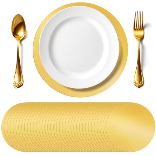 Mototo 120 Stück Runde Papier Tischsets Gold Einweg Tischmatten Spiegelfolie Dekorative Platzsets Goldene Dekorative Tischsets für Esszimmer Hochzeit Bankett Party Festlich Neujahr Weihnachten von Mototo