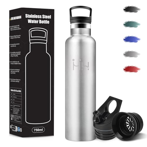 Motswedi Trinkflasche Edelstahl, 1L Auslaufsicher, Trinkflasche mit Strohhalm, Kohlensäure Geeignet, Edelstahl Trinkflaschen, BPA-Frei, Thermosflasche für Camping, Reisen, Outdoor, Fahrrad, Sports von Motswedi