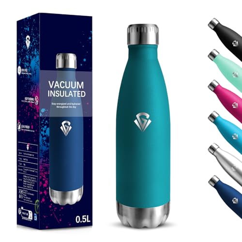 Trinkflasche, 500 ml BPA-frei, Trinkflasche Edelstahl, 18/8 Edelstahl, Thermosflasche, Doppelwandig Vakuumisoliert, Wasserflasche Auslaufsicher für Schule, Reisen, Joggen Thermoskanne - Moosgrün von Motswedi