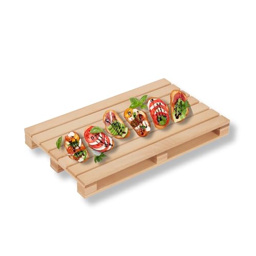 Schneidebrett für Paletten, Buchenholz, 35 × 20 x 4 cm, Aperitif-Tablett, Holzplatte, Made in Italy (6) von Mottiwood