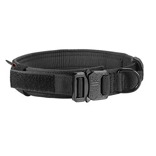 Modifizierte Version Military Tactical Heavy Duty Nylon Hundehalsband Verstellbare Trainingshalsbänder mit Kontrollgriff Schnellverschluss Metallschnalle 3,8 cm Motusamare Schwarz Größe XL von Motusamare