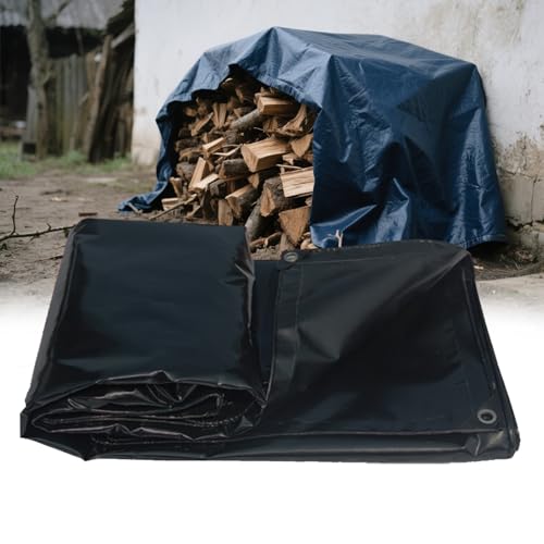 Moubhjd Moubhjd Premium Abdeckplane mit Ösen,400 g/m²PVC Ripstop-Gewebe Reißfest & Wasserdicht,Universell für Pool,LKW,Holz Gartenmöbel,Abdeckung,Schutzplane,Gewebeplane(Color：Noir,Size:4mx9m) von Moubhjd