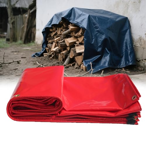 Moubhjd Moubhjd Premium Abdeckplane mit Ösen,400 g/m²PVC Ripstop-Gewebe Reißfest & Wasserdicht,Universell für Pool,LKW,Holz Gartenmöbel,Abdeckung,Schutzplane,Gewebeplane(Color：Rouge,Size:8x8m) von Moubhjd