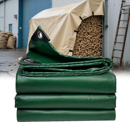 Moubhjd Moubhjd Premium Abdeckplane mit Ösen,400 g/m²PVC Ripstop-Gewebe Reißfest & Wasserdicht,Universell für Pool,LKW,Holz Gartenmöbel,Abdeckung,Schutzplane,Gewebeplane(Color：Vert,Size:7x7m) von Moubhjd
