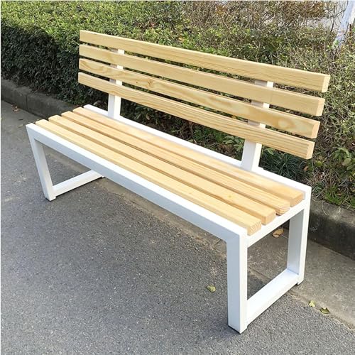 Moubhjd Outdoor Bank Metall Terrassenbank mit Rückenlehne Strapazierfähige Allwetter Garten Terrasse Sitzgelegenheit Stilvolle & Bequeme Veranda Möbel für Entspannung, Parks & Terrassen(Größe:120cm) von Moubhjd