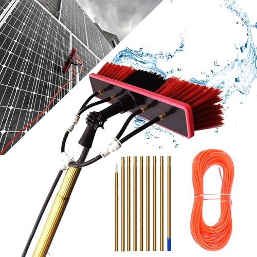 Moubhjd Telescopic Hydrocleaner Teleskopbürste mit Teleskopstange 20 m, Garten Reinigungsset mit 55 cm Bürstenkopf und 20 m PU-Rohr für Dach Fenster Auto Wohnwagen Fensterwischer PV Anlage Reinigung von Moubhjd
