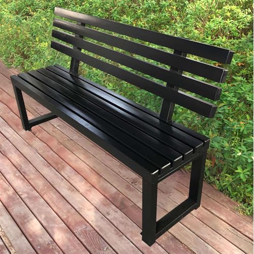 Moubhjd Wetterfeste Outdoor Bank mit Rückenlehne Strapazierfähige Allwetter Garten Terrasse Sitzgelegenheit Stilvolle & Bequeme Veranda Möbel für Entspannung, Parks & Terrassen(Größe:150cm) von Moubhjd