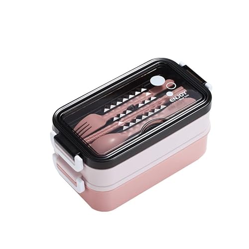 Moulaelos Bento Lunchbox - 1400ml 304 Edelstahl Lunchbox mit Besteck und Suppenschale für Erwachsene, für Arbeit und Schule - Rosa von Moulaelos