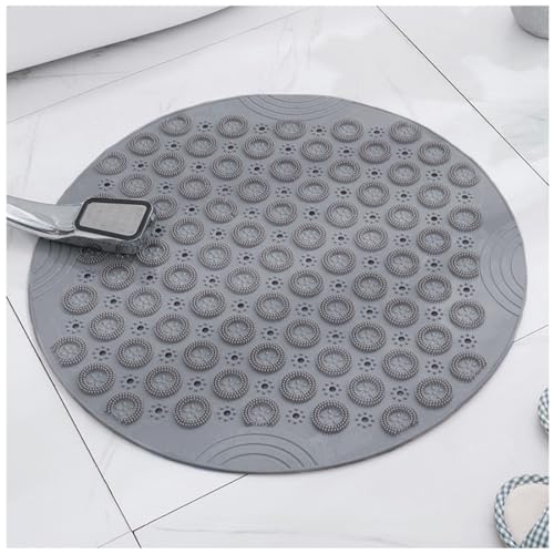 Moulaelos Duschmatte Runde rutschfeste Badematte 65 x 65 cm Duschmatten mit Saugnäpfen TPE Badezimmermatte Duschmatten für Badezimmer Maschinenwaschbar Grau von Moulaelos