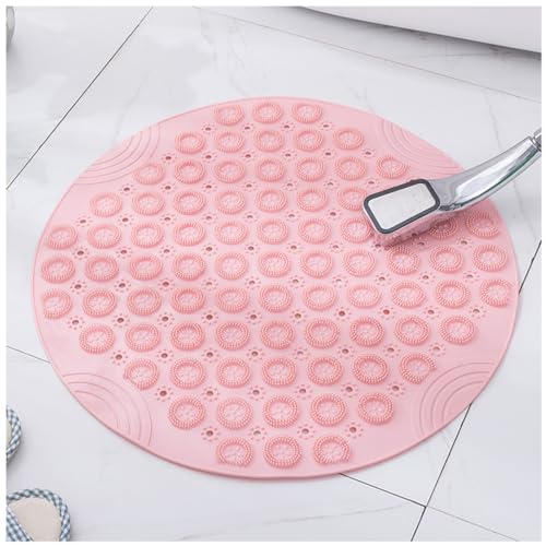 Moulaelos Duschmatte Runde rutschfeste Badematte 65 x 65 cm Duschmatten mit Saugnäpfen TPE Badezimmermatte Duschmatten für Badezimmer Maschinenwaschbar Rosa von Moulaelos