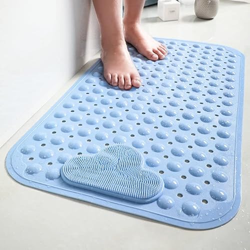 Moulaelos Duschmatte rutschfest, 80 x 50 cm rutschfeste Badematte mit Saugnäpfen, Duscheinlage Komfort Massage, Antirutschmatte Dusche Maschinenwaschbar,Blau von Moulaelos