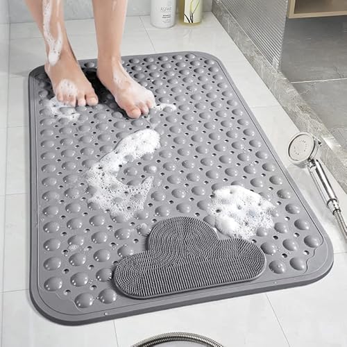 Moulaelos Duschmatte rutschfest, 80 x 80 cm rutschfeste Badematte mit Saugnäpfen, Duscheinlage Komfort Massage, Antirutschmatte Dusche Maschinenwaschbar,Grau von Moulaelos