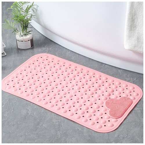 Moulaelos Duschmatte rutschfest, 90 x 60 cm rutschfeste Badematte mit Saugnäpfen, Duscheinlage Komfort Massage, Antirutschmatte Dusche Maschinenwaschbar, Rosa von Moulaelos