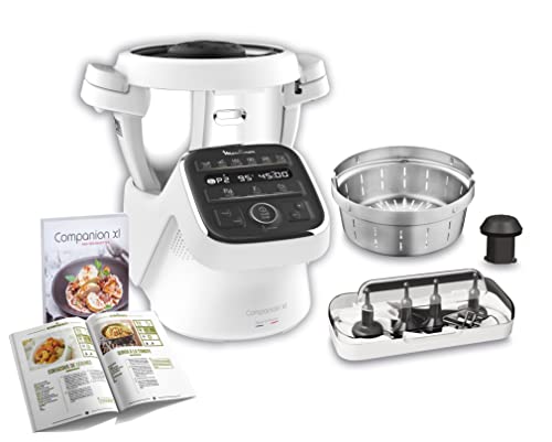 MOULINEX COMPANION XL Roboterkocher Multifunktionsschüssel 4.5L 12 Autoprogramme Suppen Gazpacho Küchenmaschine Beater Mixer Chopper Kneter Kochen Dampf 1550W HF80CB10 von Moulinex