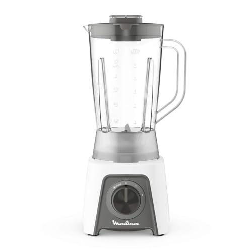 Moulinex Blendeo+ LM2C01 Standmixer, 450 W, Fassungsvermögen 1,5 l, Edelstahl, 2 Geschwindigkeiten, Eiszerkleinererer, robuste Zelkrom-Klingen, intelligente Verriegelung, Schwarz von Moulinex