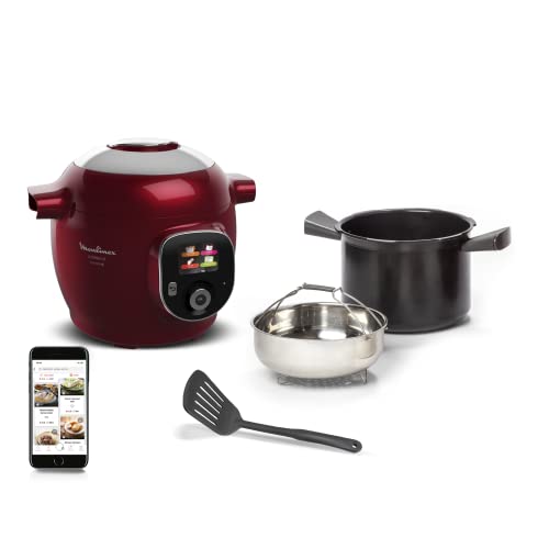 Moulinex Cookeo+ Connect Intelligenter Multikocher, Kapazität 6 l, NC, Hochdruck, 6 Kochmodi, Bluetooth-Verbindung, 200 integrierte Rezepte, dedizierte App, Rot CE86E510 von Moulinex