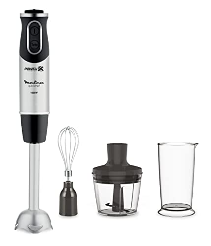 Moulinex DD6558 DD655810 Quickchef 3-in-1 Tauchmixer, Powelix-Technologie, 3 Zubehörteile, Edelstahl, Stahl/Schwarz von Moulinex