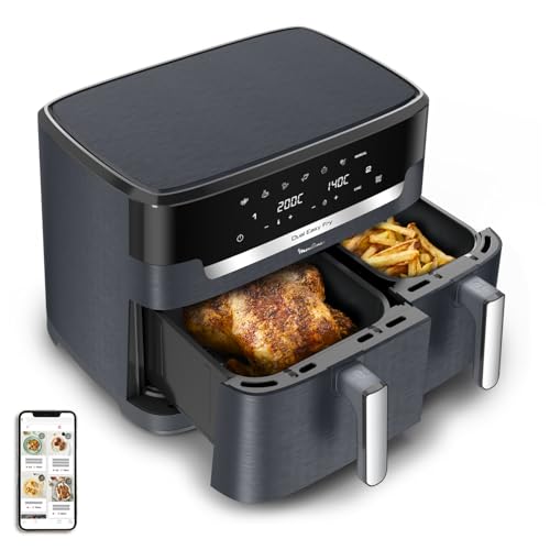 Moulinex Dual Easy Fry XXL, Doppel-Luftfritteuse, 6-10 Personen, großer Korb bis 3 kg, 7 voreingestellte Programme, EZ942BF0 von Moulinex