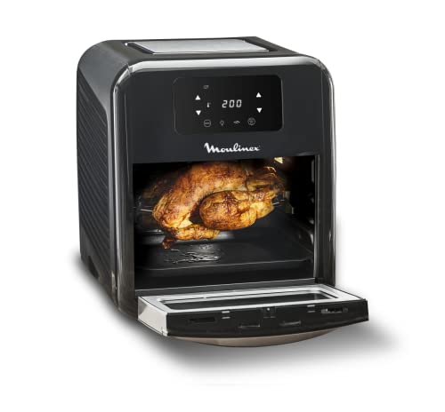 Moulinex Easy Fry Oven & Grill AL5018 Luftfritteuse, ohne Öl, 9-in-1, zum Frittieren, Backen, Grillen und mehr, Antihaftbeschichtung, 8 Programme für gesunde Mahlzeiten, 11 l, 6 Personen, Schwarz von Moulinex