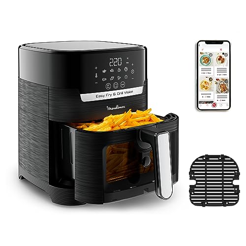 Moulinex Easy Fry & Grill Vision 4.2 L, Luftfritteuse und Grill mit Fenster, 70% Energieeinsparung, schnelles Kochen, 10 Funktionen, Extra-Crisp-Technologie, Schwarz, EZ5068 von Moulinex