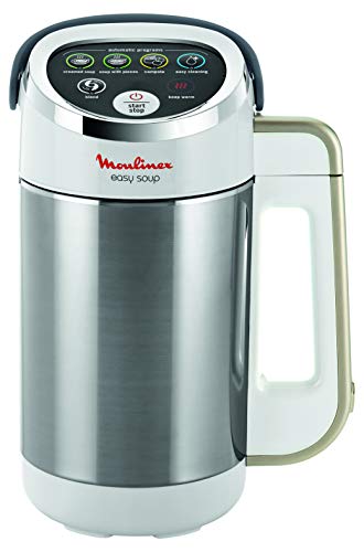 Moulinex Easy Soup Standmixer mit 5 automatischen Programmen, doppelwandig, Fassungsvermögen 1,2 l, samtiger Suppenmixer, Warmhaltegerät, Suppengerät, 1000 W, Edelstahl, LM841B10 von Moulinex