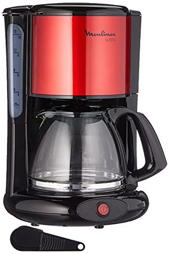 Moulinex FG360D Filterkaffeemaschine Subito | Glaskanne | 10-15 Tassen | Automatische Abschaltfunktion | Edelstahl | Rot/ Schwarz von Moulinex