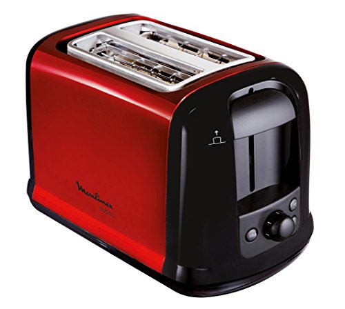 Moulinex LT261D Subito - Roter Doppelschlitz-Toaster | Brötchenaufsatz | 850 Watt | Variable Bräunungsstufen | Rot/Schwarz von Moulinex
