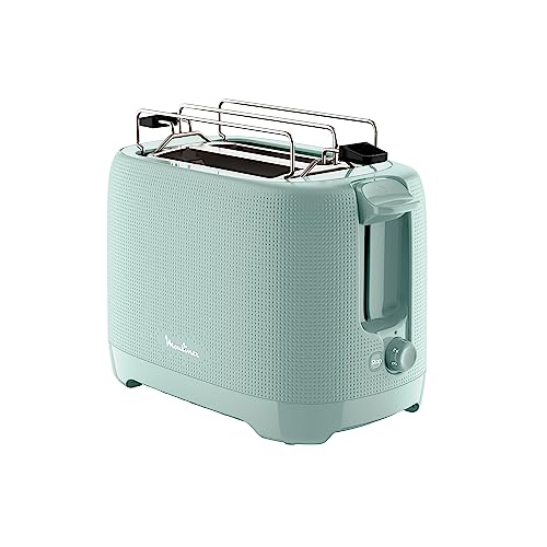 Moulinex Morning Toaster, 7 Bräunungsstufen, Brötchen-Aufsatz, Stopp-Funktion, extrabreite Schlitze, Toaster 2 Scheiben, Eucalyptus, LT2M1310 von Moulinex