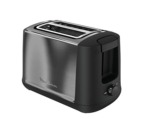 Moulinex Subito Select LT3408 Toaster mit zwei Fächern, Edelstahl, automatische Zentrierung, Größe variabler Fächer, elektronische Steuerung, Silber, LT3408 von Moulinex