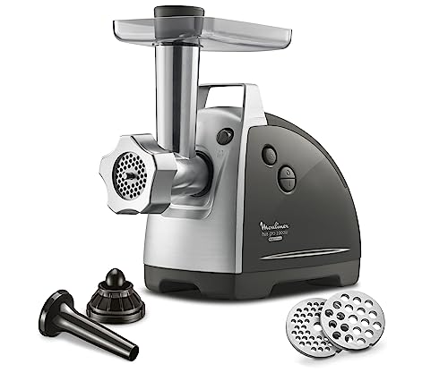 Moulinex ME6868 Meat Mincer Fleischwolf | 2200 Watt | 4 Zubehörteile inbegriffen | sicheres Reverse-System | schwarz/silber von Moulinex