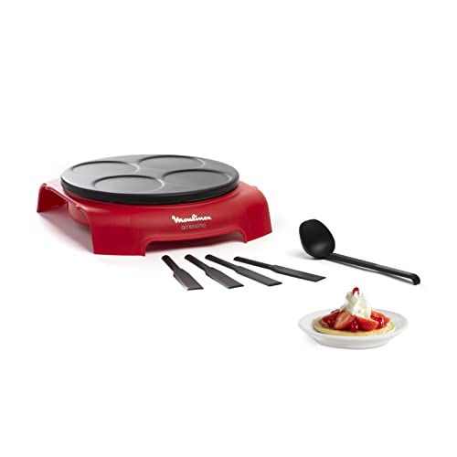 Moulinex Accessimo PY312511 Party Crêpe-Pfannkuchen-Set, Antihaftbeschichtung, Thermoplastisches Isoliersystem, Thermoplast, Rot von Moulinex