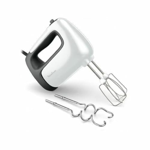 Moulinex Prep'Mix+ Handmixer, ideal für leichte und dicke Zubereitungen, leistungsstarker Motor mit 500 W, 5 Geschwindigkeitsstufen, Turbo-Einstellung, 2 Schneebesen, 2 Kneten, Edelstahl, HM460110 von Moulinex