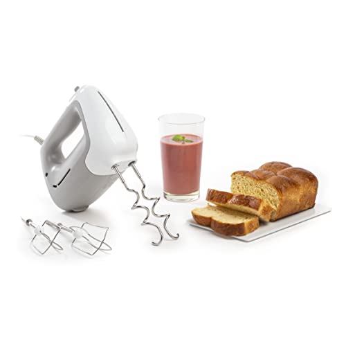 Moulinex PrepMix HM450B Stabmixer und Knetmaschine, 450 W, 5 Geschwindigkeitsstufen, 2 Schneebesen, 2 Knethaken, vielseitig einsetzbarer Edelstahl-Handmixer, spülmaschinenfestes Zubehör von Moulinex