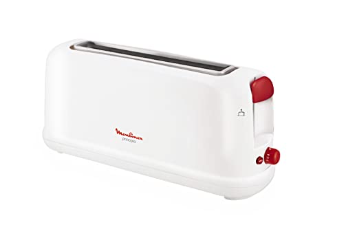 Moulinex Principio LS160111 Toaster mit langem Schlitz, 25 cm, Krümelauffangschale mit 7 Röststufen, Auftaumodus und Ausschalttaste, für große Brotsorten, weiß von Moulinex