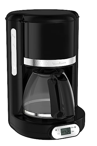 Moulinex Filterkaffeemaschine programmierbar 24h, Vintage-Design, Fassungsvermögen 1,25 l, 10 bis 15 Tassen, schwenkbarer Filterhalter, Warmhaltefunktion 30 min, Glaskanne, Sonne FG380B10 von Moulinex