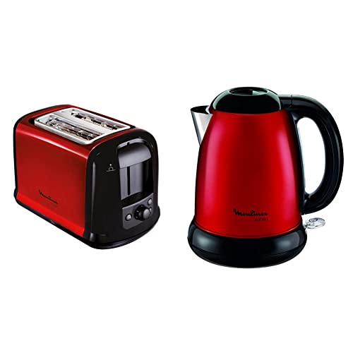 Moulinex Subito BY540510 Red Kettle/Edelstahl & LT261D Toaster Subito, rot metallic,Rot, Schwarz von Moulinex