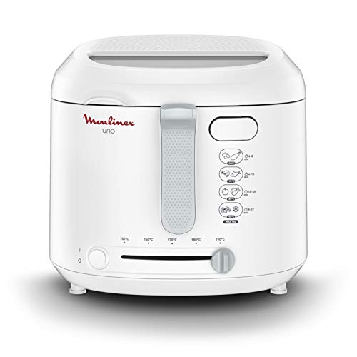 Moulinex AF2031 Fritteuse, Uno, Kapazität 1 kg für 4 Personen, Öl-Fassungsvermögen 1,8 l, Weiß von Moulinex