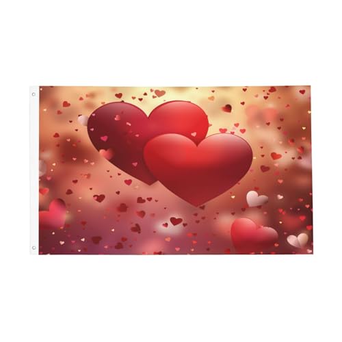 Mount Hour Banner mit roten Herzen, 90 x 150 cm, doppelseitig, Valentinstag, Polyester, Hausgartenbanner mit Ösen für drinnen und draußen, Sport-Dekoration (ohne Fahnenmast) von Mount Hour
