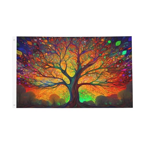 Mount Hour Baum des Lebens, Flagge, Banner, doppelseitig, bunt, Wald, leicht, Haus, Garten, Banner mit Ösen für drinnen und draußen, Sport-Dekoration (ohne Fahnenmast) von Mount Hour