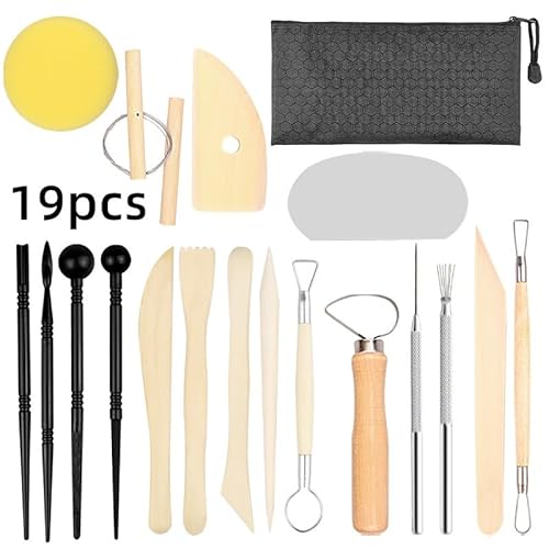 19PCS Kunst Ton Töpferei Modellieren Skulptur Werkzeuge Kit DIY Keramik Schnitzen Set von Mounteps