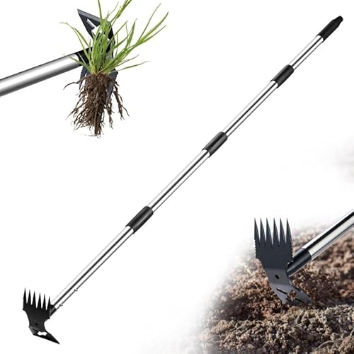 2 in 1 Handharke und Gartenhacke mit langem Stiel Garten Unkraut jäten Werkzeug von Mounteps