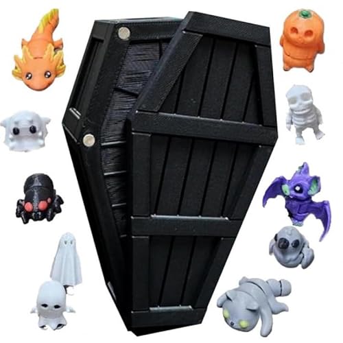 3D Printed Halloween Mystery Coffin Countdown, 13 Days of Spooky Minis, Adventskalender 2025, Halloween Countdown Kalender (Schwarz) von Mounteps