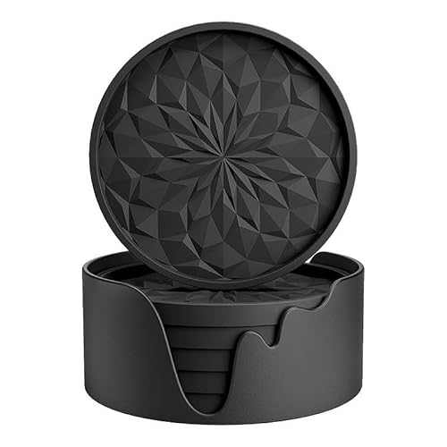 6Pack Untersetzer mit Halter Tasse Matte für Getränke tiefes Tablett schwarz rutschfest Anti-Stick von Mounteps