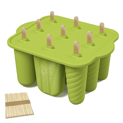 9 Hohlraum Silikon Eiscreme Form Tray Popsicle Form Lolly Gefrorenen Dessert Maker (Grün) von Mounteps