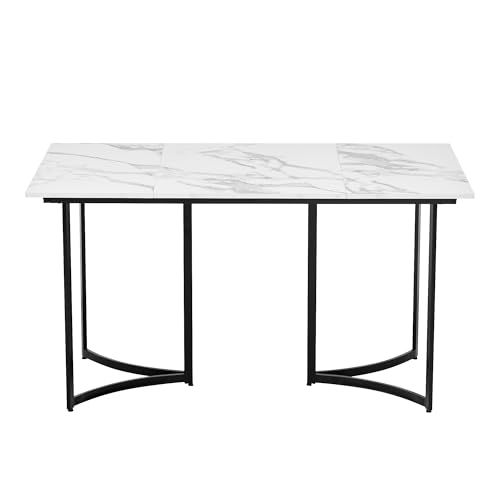 Moderner Esstisch weiß mit Marmoroptik und gebogenen Tischbeinen, verstellbare Füße für Esszimmer und Küche Moderner Esstisch weiß mit Marmoroptik und gebogenen Tischbeinen, verstellbare Füße für Esszimmer und Küche von Mounteps