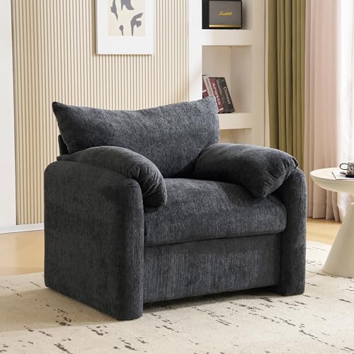Modernes Design, Einzelsofa, Freizeitstuhl, Chenille-Stoff, übergroßer Sessel, dekorativer Stuhl, Geeignet für Wohnzimmer und Schlafzimmer,96x82x84cm(Grau) von Mounteps