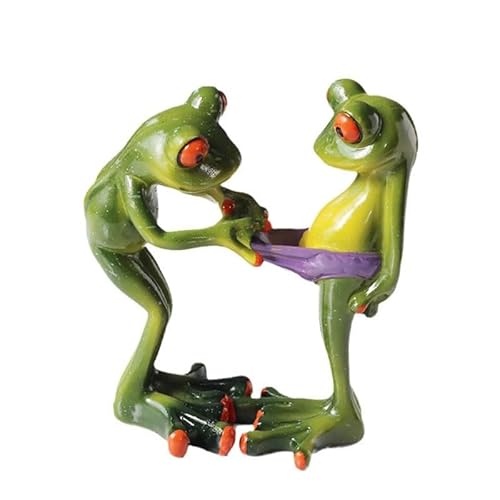 Mounteps 1 Paar Frösche Harz Statue, Heim und Büro Dekorative Ornamente geeignet für Innen- und Garten, Teich, Topfpflanze Dekoration von Mounteps