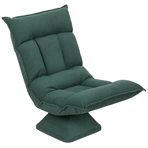 Mounteps Bodenstuhl 360° Drehbar Bodensessel mit 5-Fach Verstellbarer Rückenlehne, Klappbares Bodensofa Meditationsstuhl Gepolstert Lazy Sofa für Wohnzimmer Gaming & Lesen Grün von Mounteps