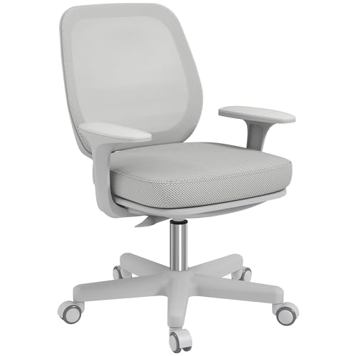 Mounteps Bürostuhl, Ergonomisch Schreibtischstuhl mit Drehfunktion, Höhenverstellbar Computerstuhl für Home-Office, Polyester, Grau von Mounteps