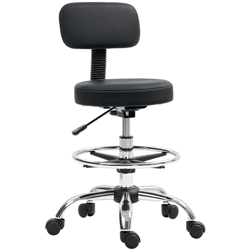 Mounteps Bürostuhl Ergonomischer Schreibtischstuhl mit Verstellbarer Fußring, ohne Armnlehne, Höhenverstellbarer Drehstuhl aus Kunstleder Schwarz Mounteps Bürostuhl Ergonomischer Schreibtischstuhl mit Verstellbarer Fußring, ohne Armnlehne, Höhenverstellbarer Drehstuhl aus Kunstleder Schwarz von Mounteps